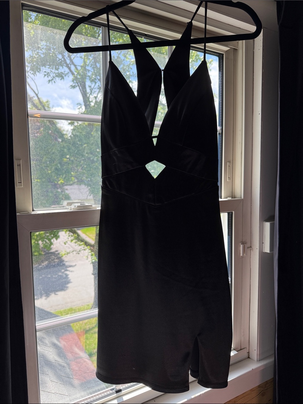 City Studio Black Mini Dress with Front Cutout